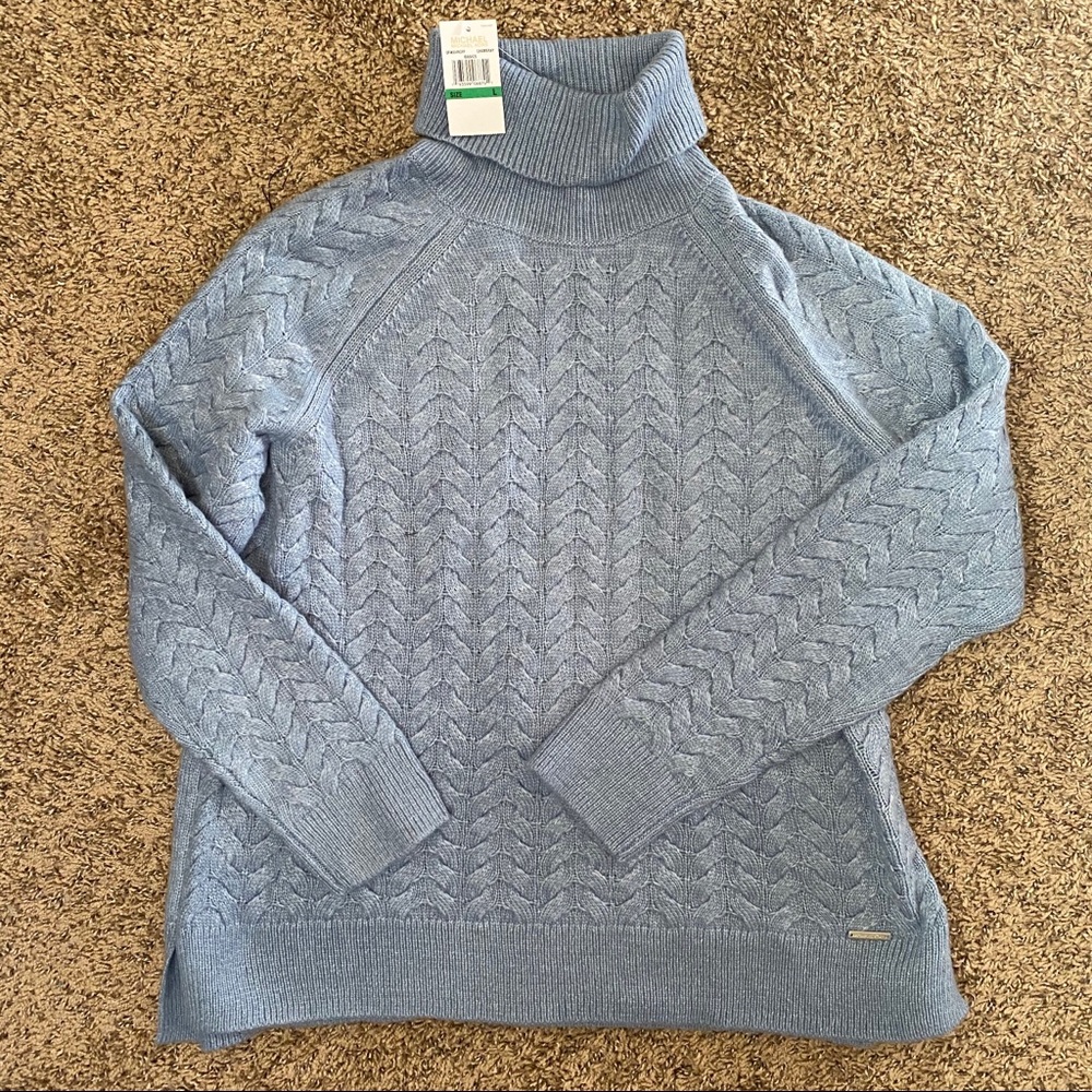 NWT Michael Kors rolled neck blue sweater